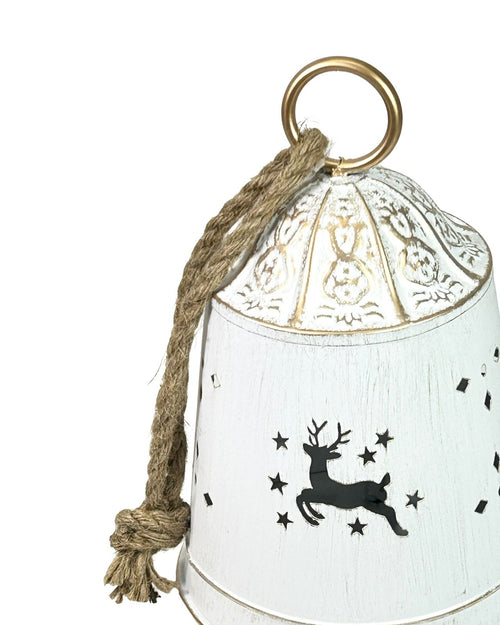 CAMPANA GRANDE BLANCA CON RENOS ARTIS 29X18 CM