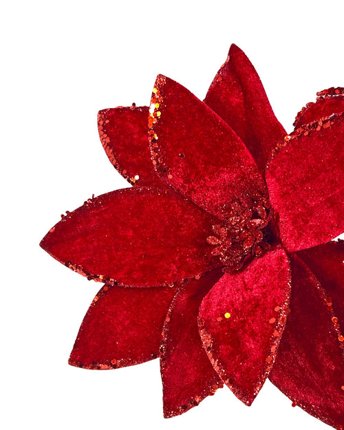 Ponsetia de navidad en gamuza rojo vino con  mirella 29 de diametro