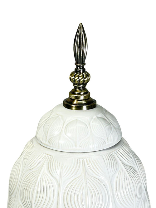 anfora ceramica ondas grande white 40x14 cm