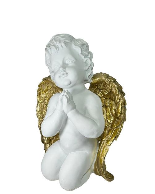 Angel grande orando con alas doradas 30X20CM