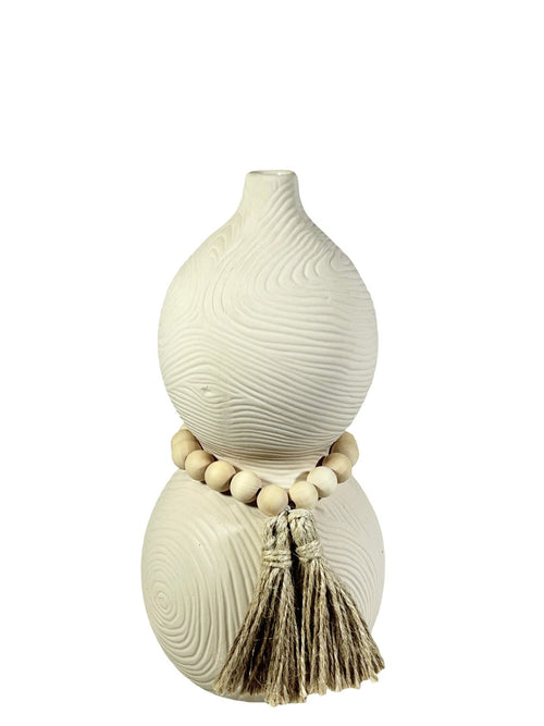 Florero mediano silueta con collar boho  28x11 cm