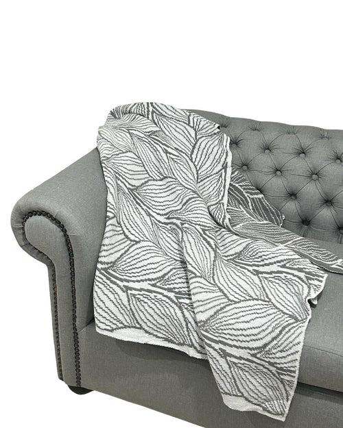 manta para sofa hojas gris 130x170 cm