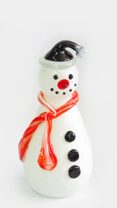 IQG Decoración - Hombre nieve cristal alto bufanda 22x9cm