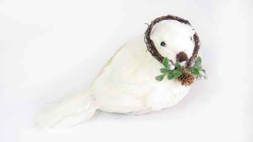 IQG Decoración - Pajaro gde nevado chubby e.u felpa 12x