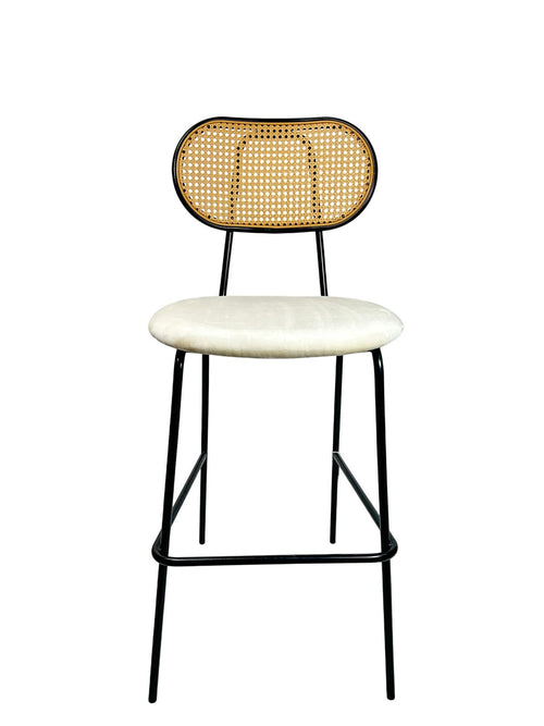 IQG Decoración - Silla barra boho beige black metalica 107 cm